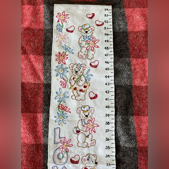 Handstitched embroidered cloth height, measurement decoration bear design - Picture 2 of 10